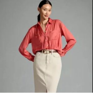 Anthropologie Orange Blouse Lightweight Top